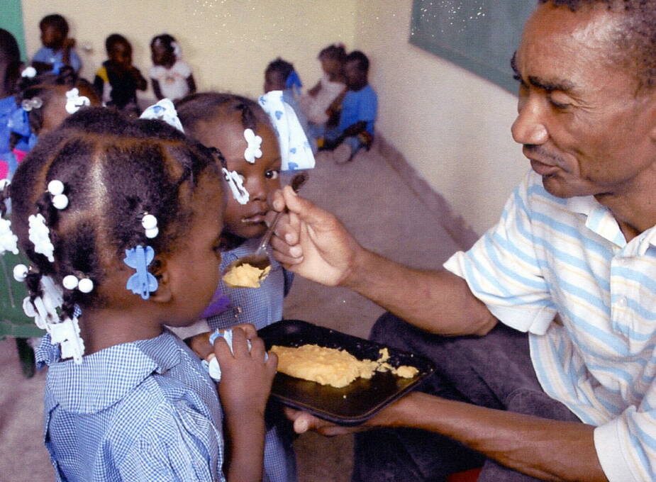 2011: In the social center «Centre St. Joseph» in Gonaives (Haiti) 700 school children benefit from a warm  meal at lunchtime – often they have to do with but one a day